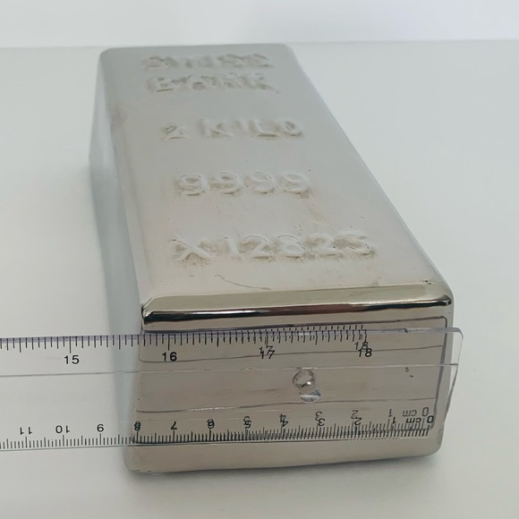 Silver Brick Piggy Bank - Picture 2 of 8